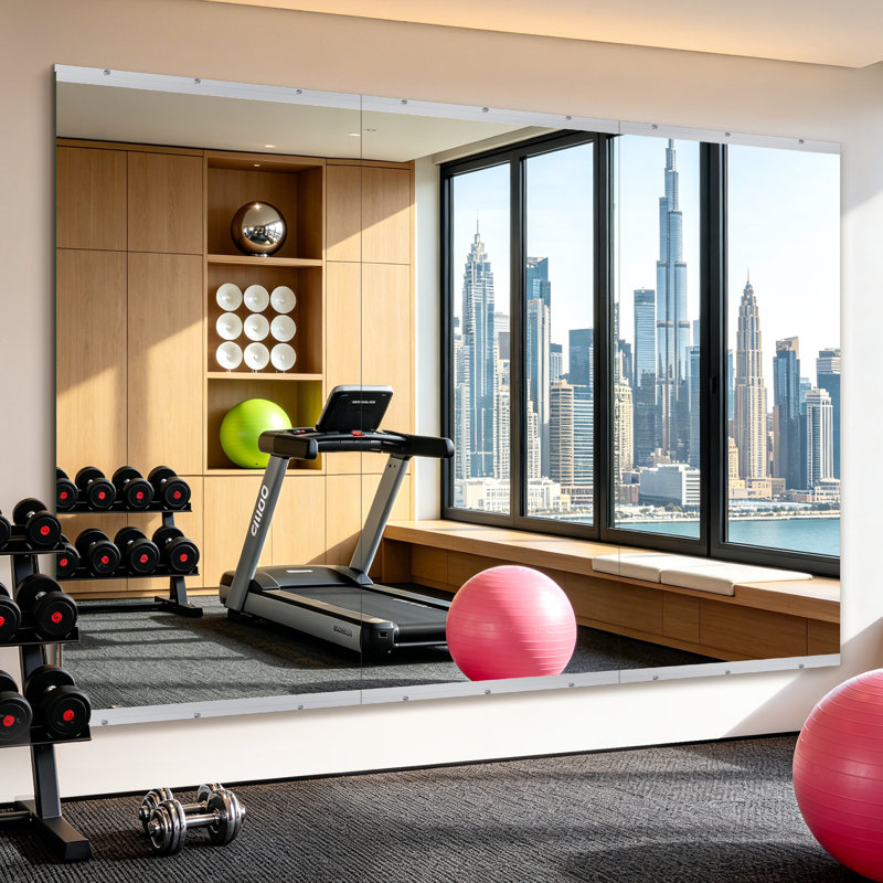 Home Gym Wall Mirror, Frameless Tempered Glass Mirror Full Length Mirror Dance Studio Mirror(Set of 3), 36" x 72", 3