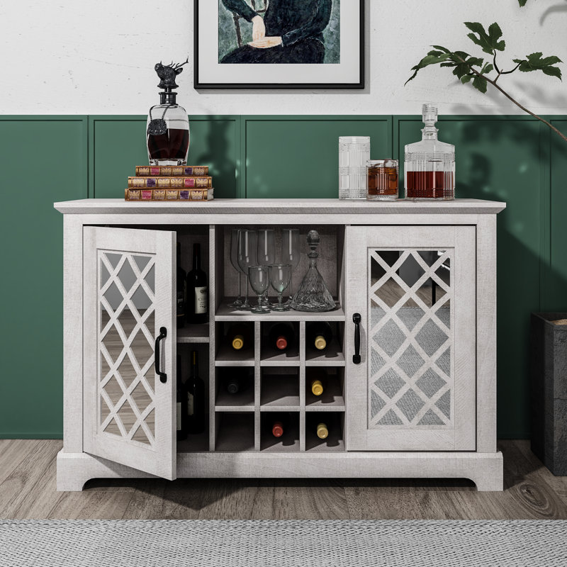 Perrault wine Cabinet with Open Storage, Gray