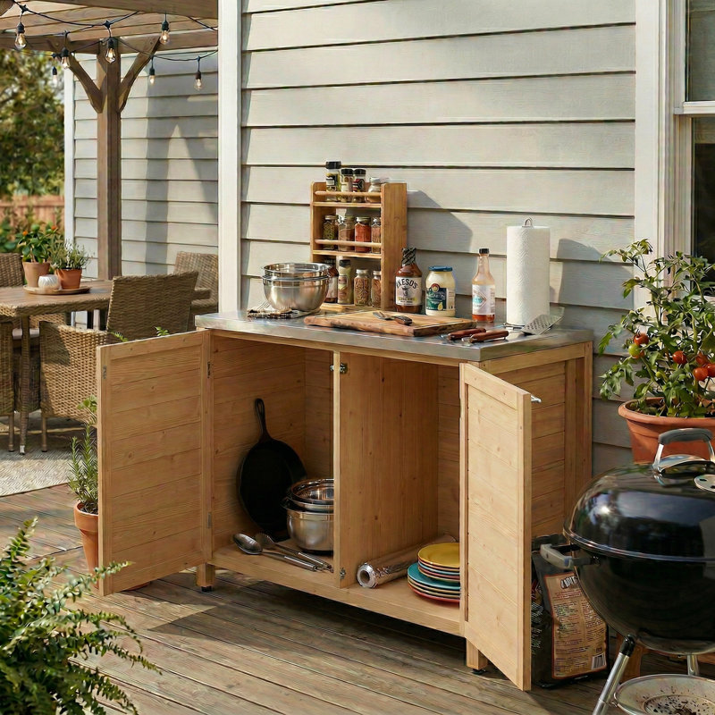 Armoire de rangement d'extérieur en cèdre au design polyvalent, Brun