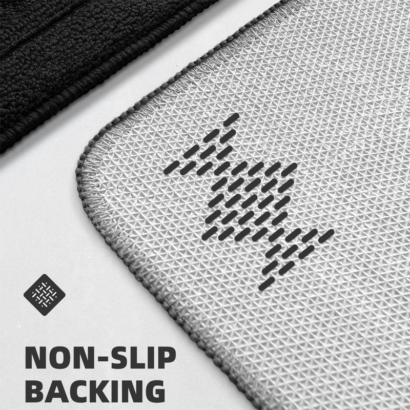 Floral Water Resistant Non-Skid Kitchen Mat, Rectangle 1'6" x 2'5", Black