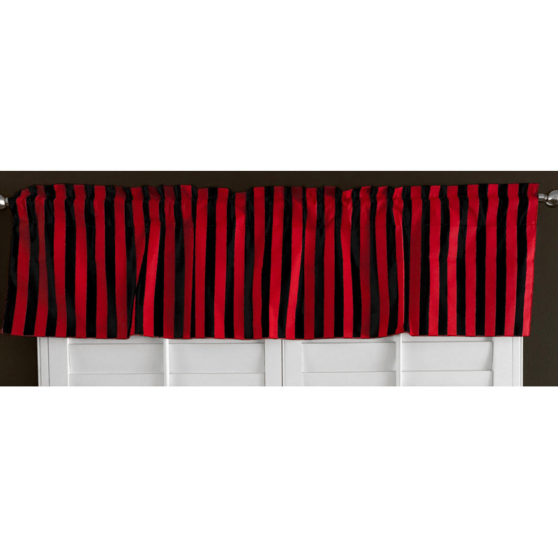 Cantonnière sur mesure en mélange de coton rayé Raice, L 58 po x L 18 po, Rouge / noir