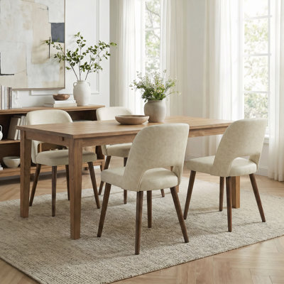 Ensemble de 4 chaises d'appoint rembourrées en similicuir avec pieds en bois massif pour salle à manger