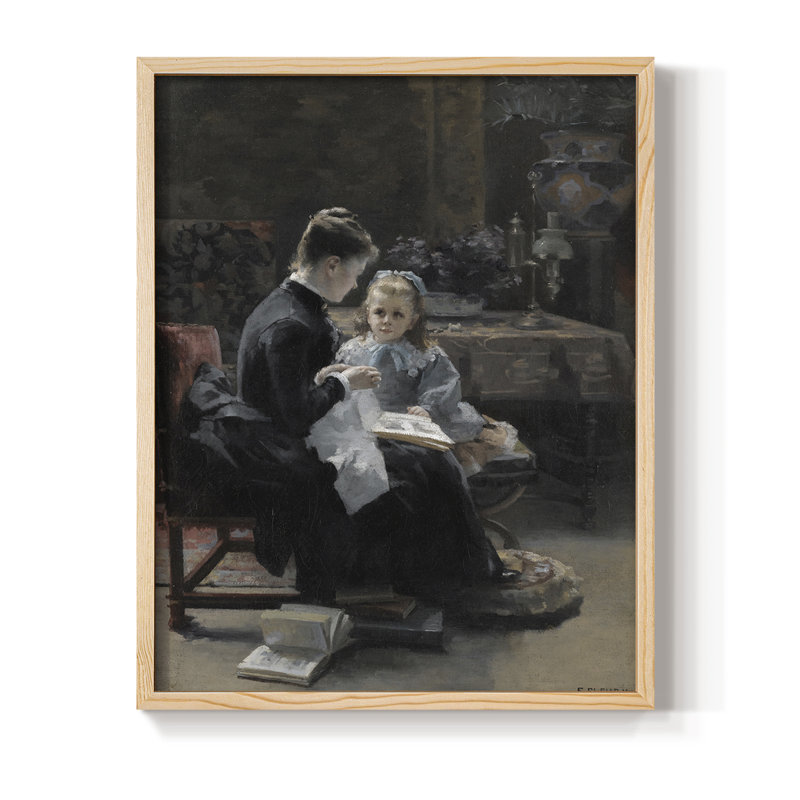 «Vintage Portrait Print CVI», reproduction encadrée - bois massif, Naturel, H 30 po x l 24 po