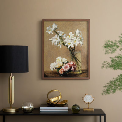 Reproduction florale vintage encadrée «CECL III» - bois massif