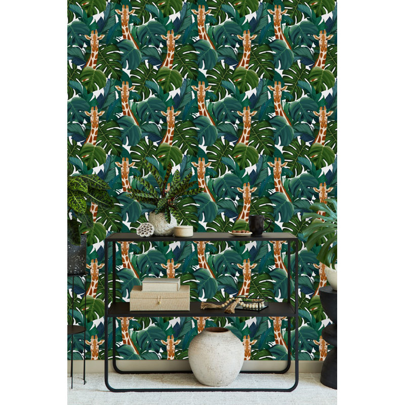 Panneau de papier peint feuilles exotiques Zysk, L 2,08 pi x L 10,42 pi