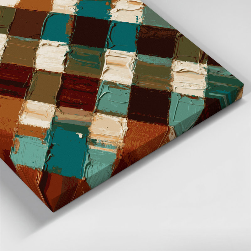 «Southwestern Cowboy Rustic Plaid 81», art mural sur toile brune, H 16 po x l 16 po