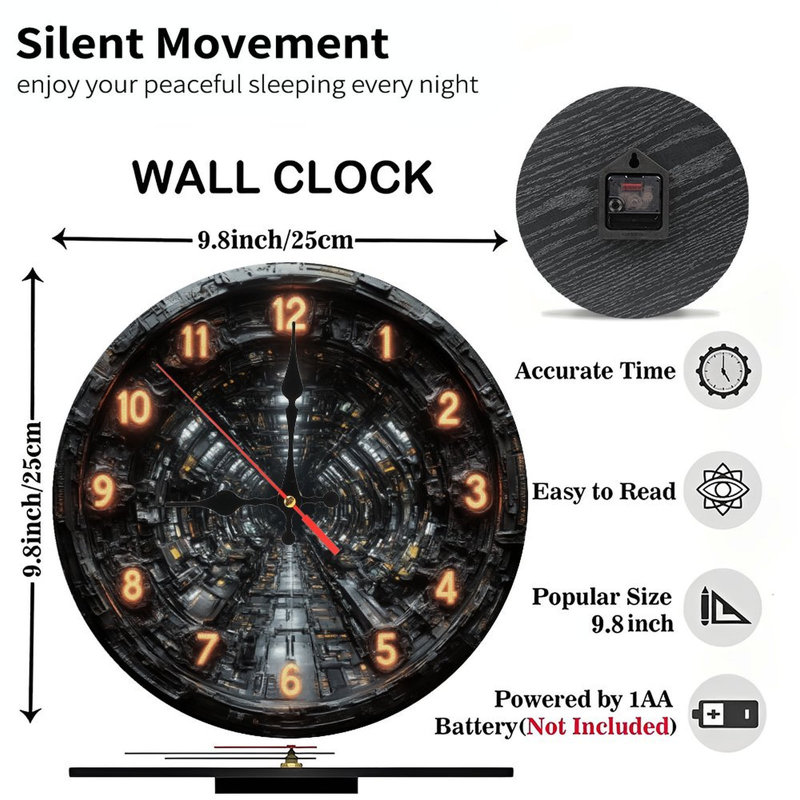Tunnel d'horloge futuriste à chiffres lumineux