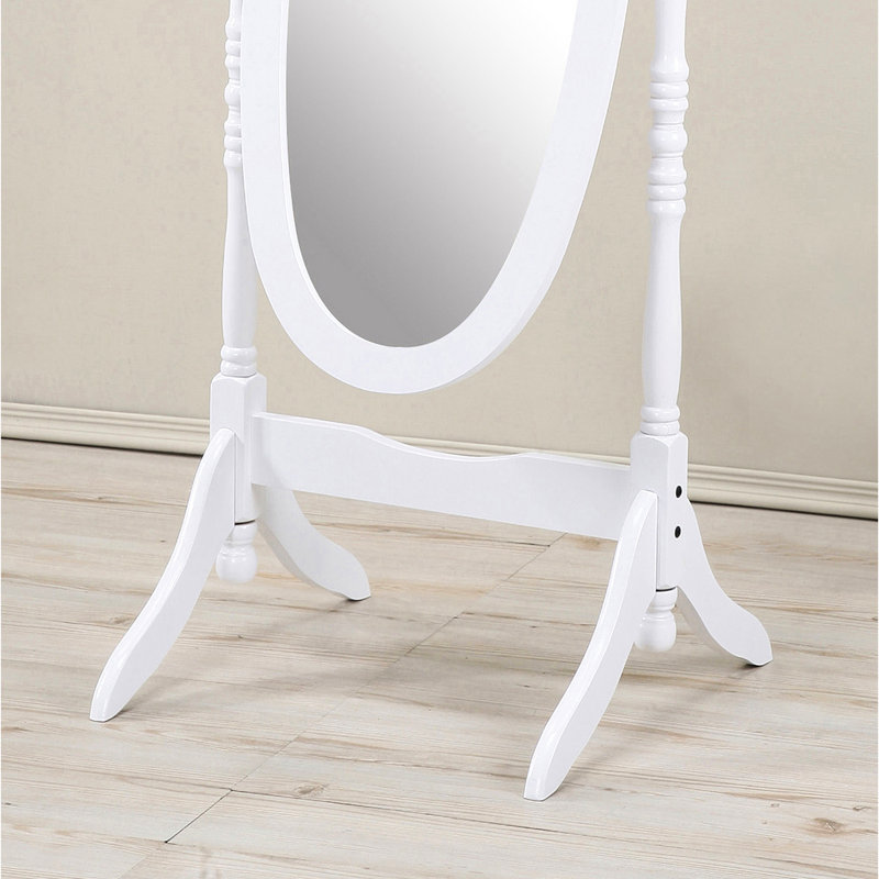 Miroir sur pied en bois noir, Blanc