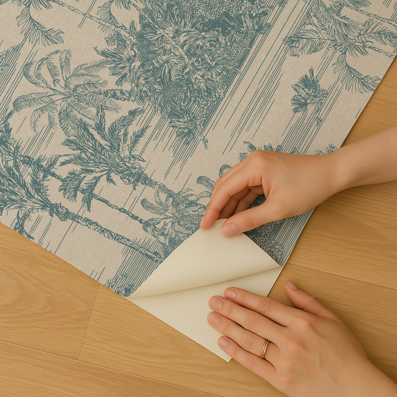 Papier peint adhésif Tropic Toile, Bleu