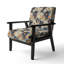 Fauteuil d'appoint rembourré en velours romantique romantique bleu et crème Paisleys