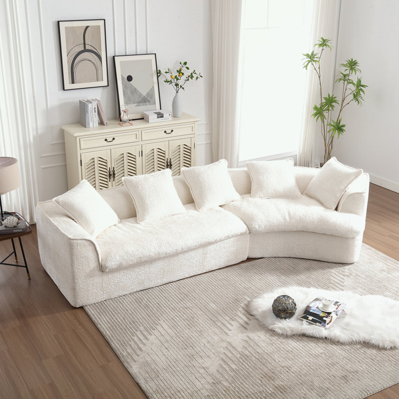 Canapé en chenille 3 pièces avec coussin moelleux, Chenille beige