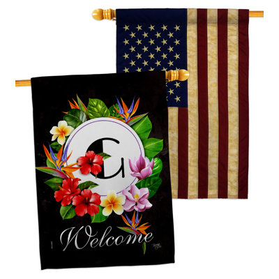 Drapeau de maison tropical en polyester à 2 côtés 40 x 28 po