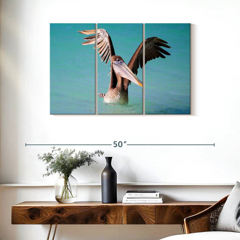 Pelican With Outstretched Wings, 24" H x 38" W