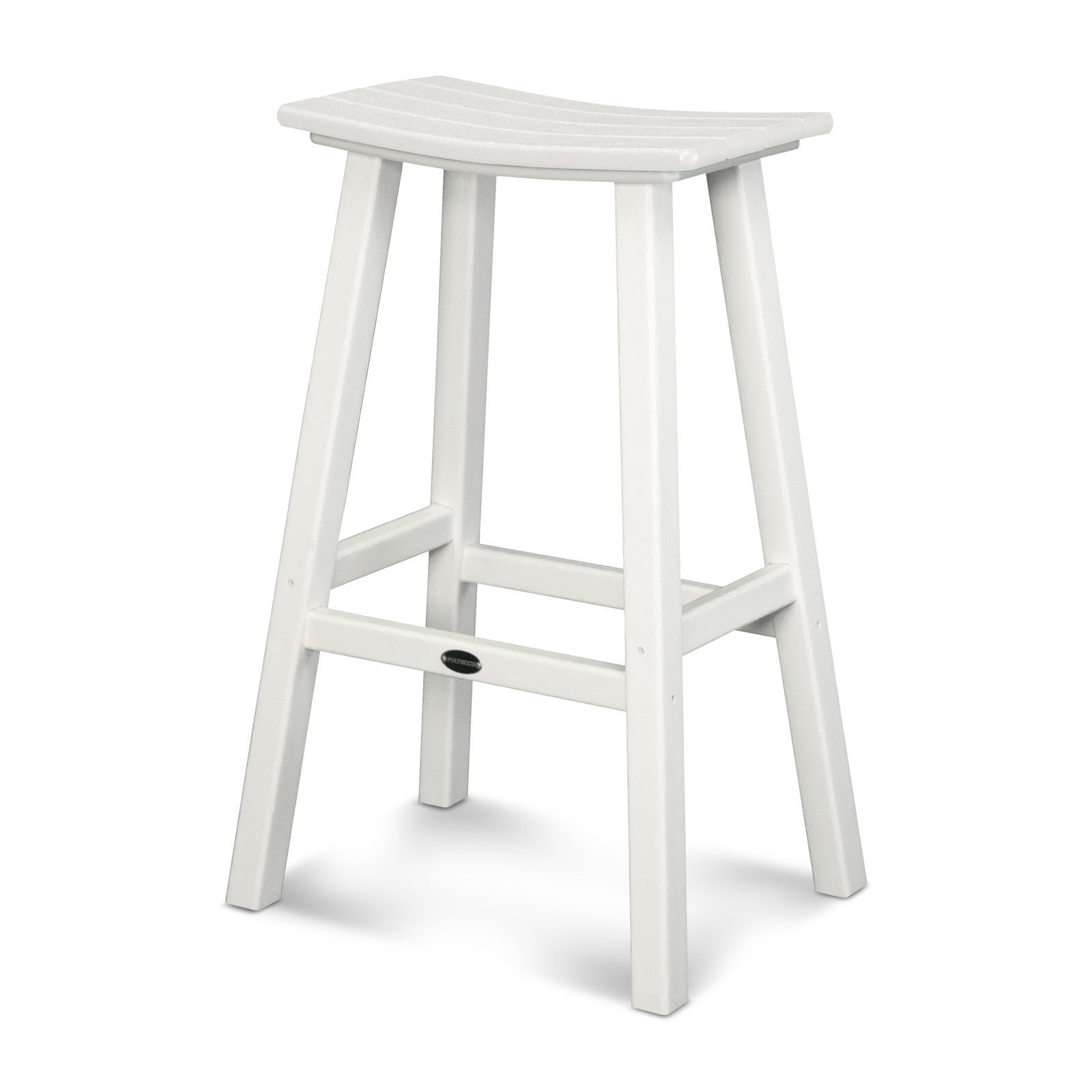 POLYWOOD Traditional Garden Patio Bar Stool, White, 29.75" H