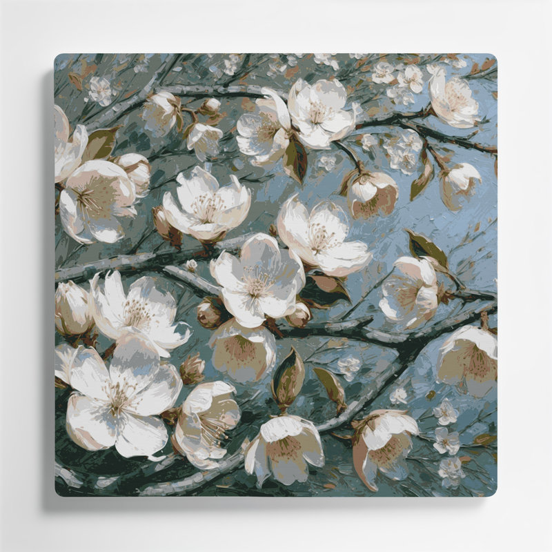 Art mural en métal Botanical Apple Blossoms, H 12 po x l 12 po