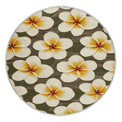 Tapis botanique beige lavable à la machine