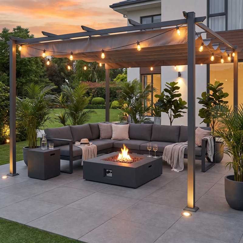 Square Propane Outdoor Fireplace