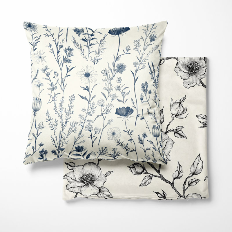 Meadow Toile - Coussin décoratif imprimé Toile 2 pièces, 18"H x 18"W