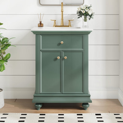 Meuble-lavabo moderne de 24 po avec tiroir basculant et charnières à fermeture en douceur