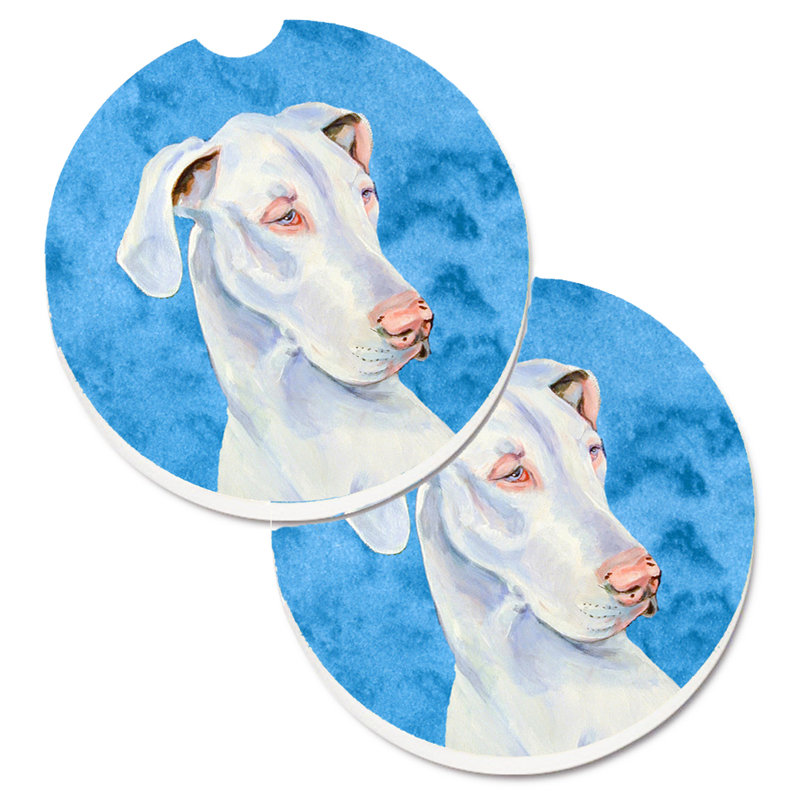 Sous-verre barbu collie voiture, Grand danois blanc