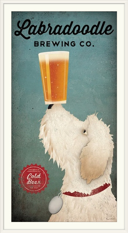 « doodle bière double ii » par ryan fowler, affiche rétro, H 48 po x l 24 po x P 1,5 po, Cadre blanc