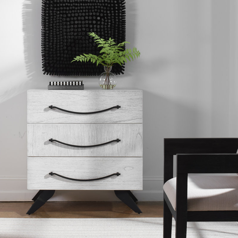 Marek 3 Drawer White Chest