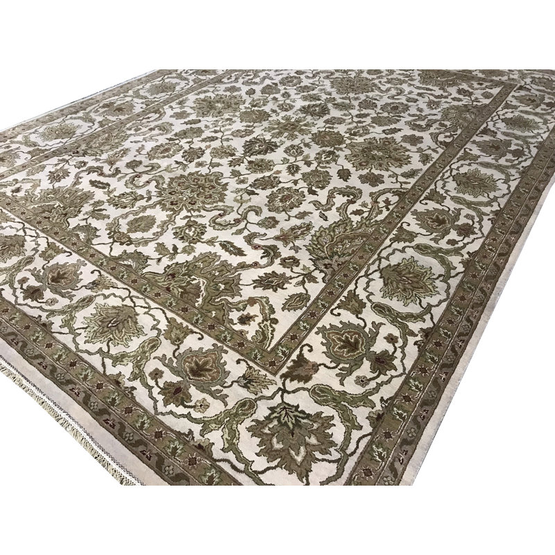 Tapis ivoire et ivoire noué à la main de haute qualité