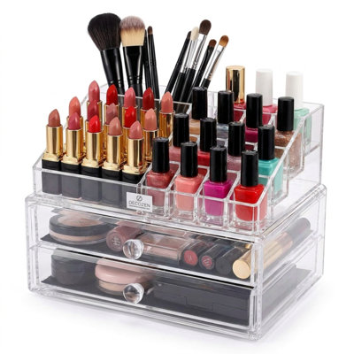 Clear Acrylic Makeup Organizer with Drawers for Cosmetics, Jewelry, Vanity Storage – Christmas & Mother’s Day Gift
