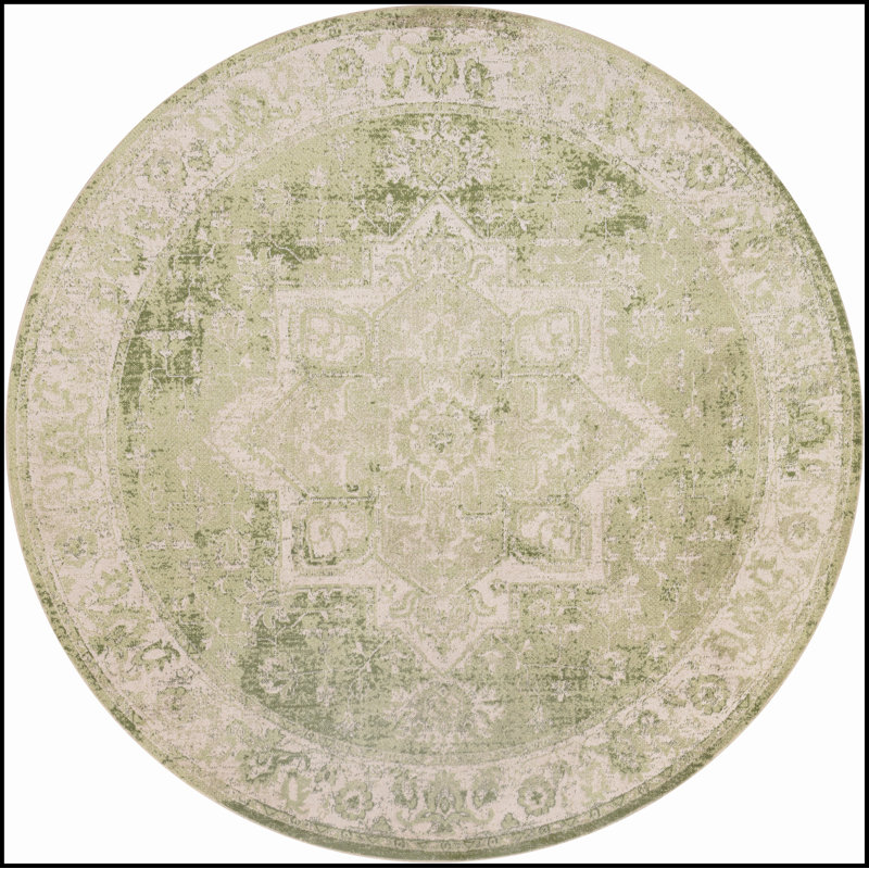 Tapis ivoire lavable à la machine Haydel, Rond 5 pi 3 po