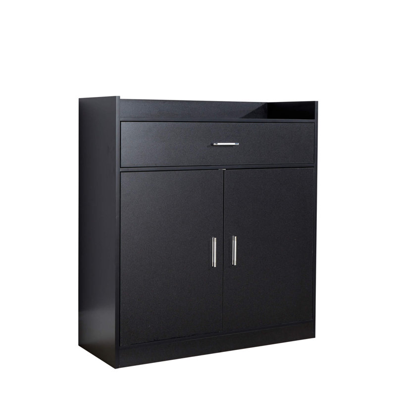 Novara 2 Door 1 Drawer Hallway Shoe Storage Cabinet, Black