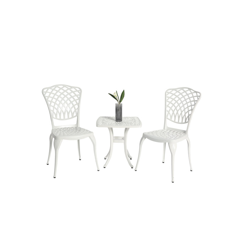 Bistro Set 3 Piece Rustproof Cast Aluminum Patio Furniture Sets 2 Chairs and 1 Round Table Outdoor, Garden, Patio, Balcony