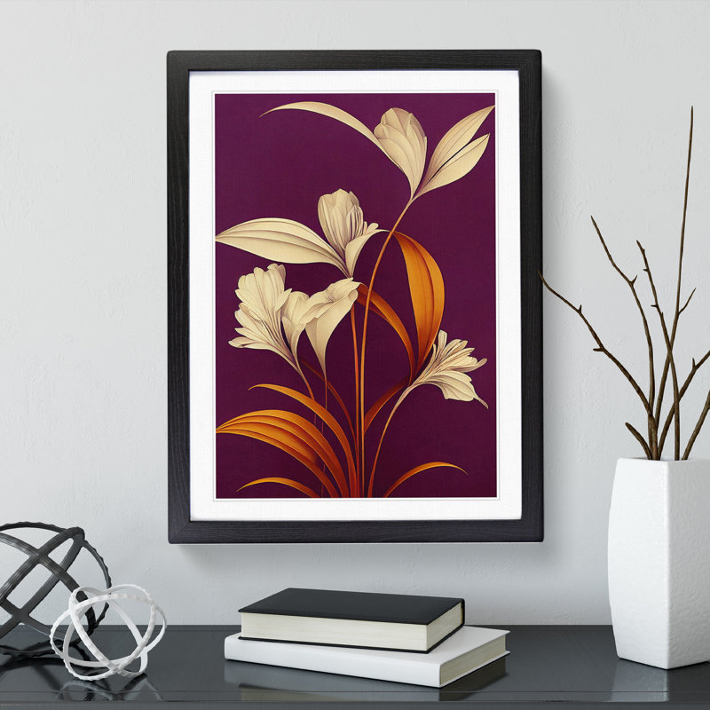 Classic Flowers No.1 - Wall Art, Black Framed, 66cm H x 48cm W x 2cm D, White