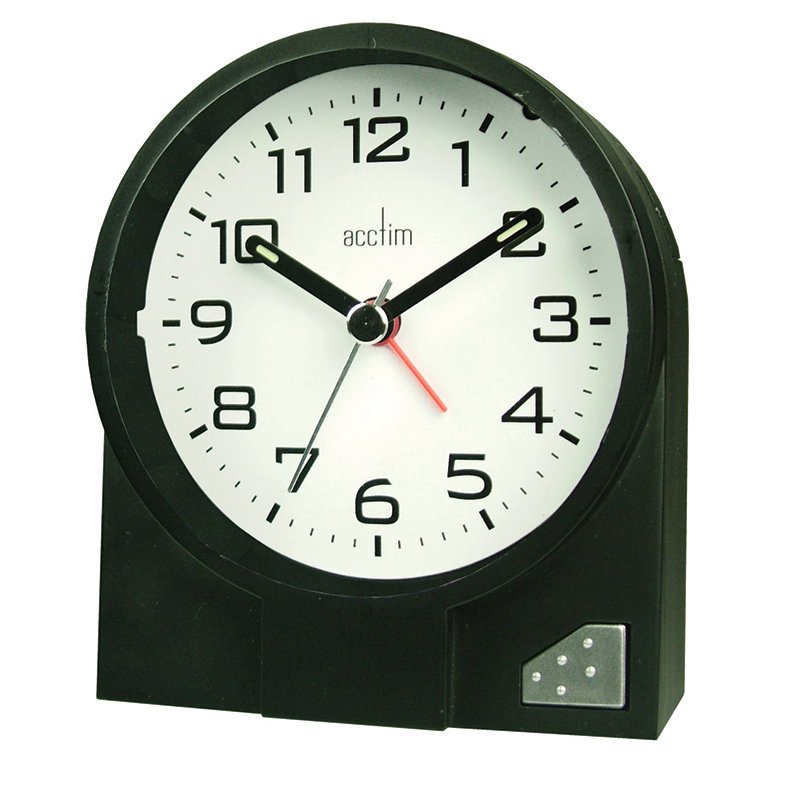 Traditional Analogue Alarm Tabletop Clock, Black