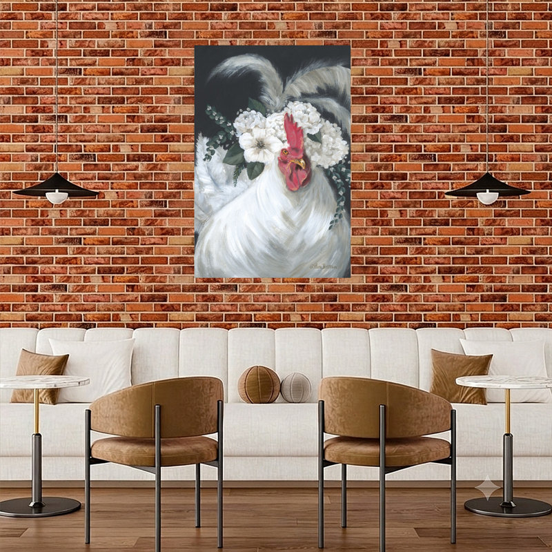 Art floral moderne coq floral, 48" H x 32" W