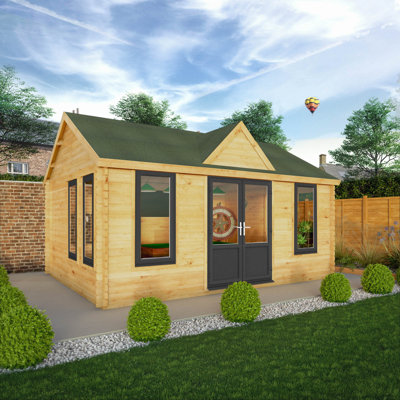 Mercia 17ft x 13ft Clock Tower Log Cabin With UPVC Windows & Doors (44mm)