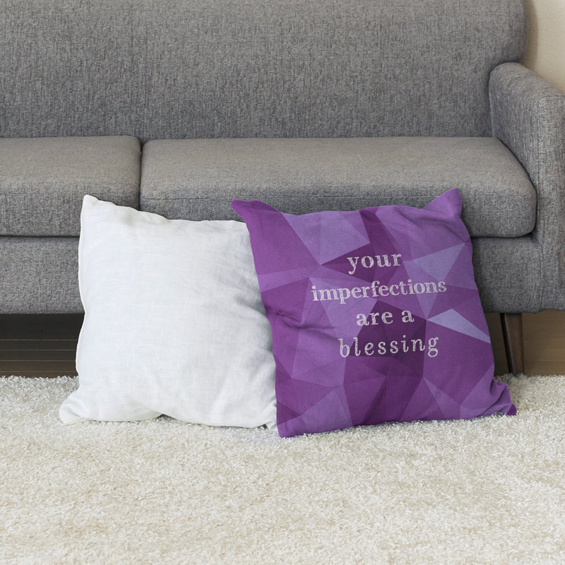 Coussin de sol, 28 po x 28 po, Mauve/blanc