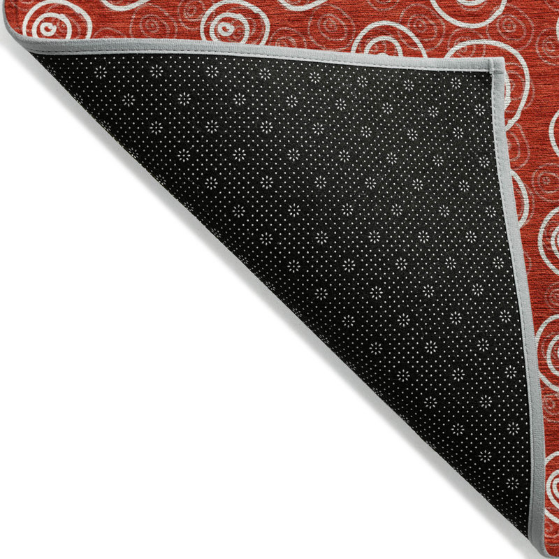 Tapis intérieur / extérieur géométrique lavable 9 pi x 12 pi rouge et ivoire