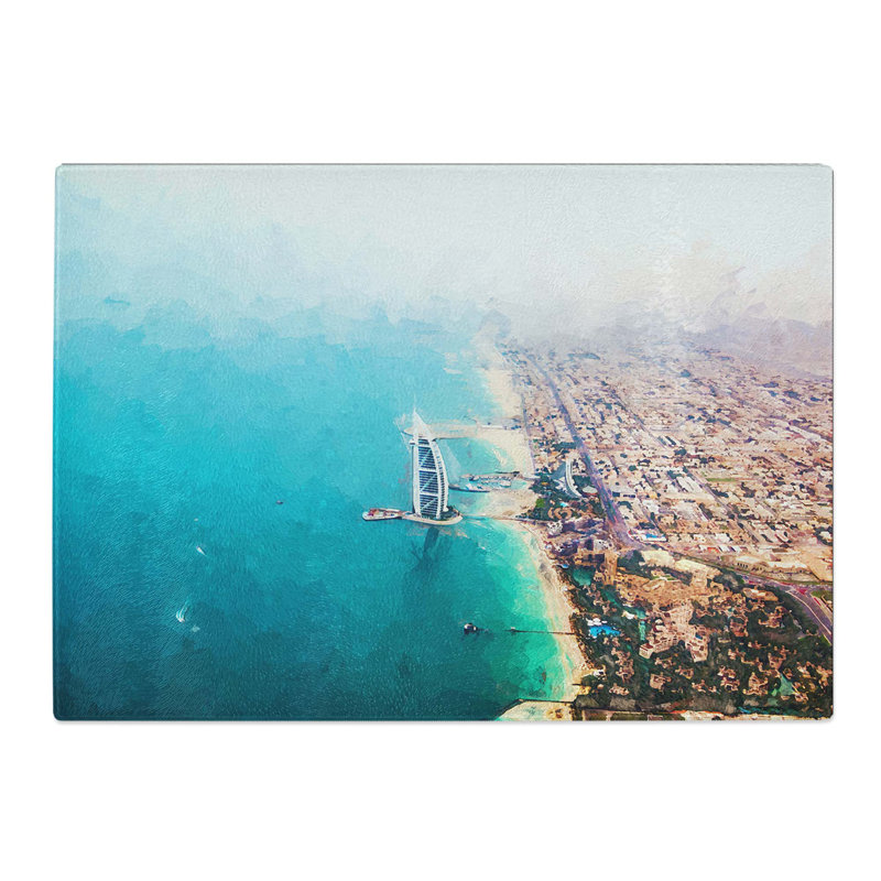 Tempered Glass The Skyline of Dubai in Abstract Chopping Board, 39 cm W x 28.5 cm L