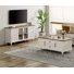 Meuble télé Farmhouse - ensemble de tables basses - meuble télé 70 po - meuble de rangement moderne - table de salon 2 pièces - blanc cassé