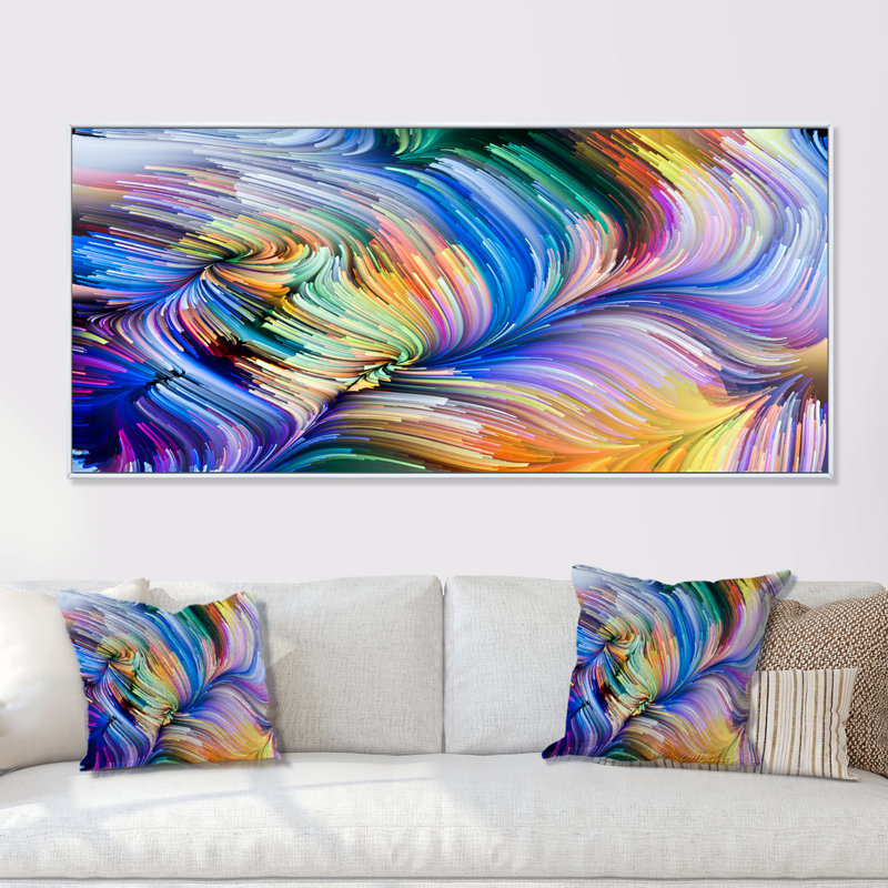 «Living Liquide Art II», impression sur toile, Cadre blanc, H 28 po x l 60 po x P 1,5 po