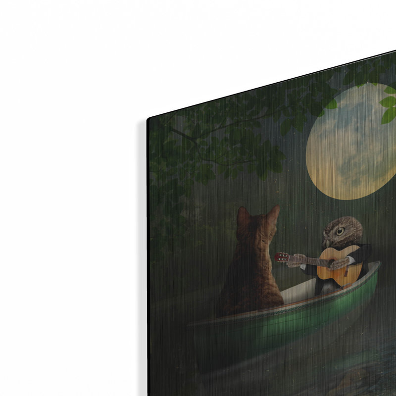  «La chouette et le chat» par John Hovenstine, art mural en métal, 12 po x 16 po, H 16 po x l 12 po