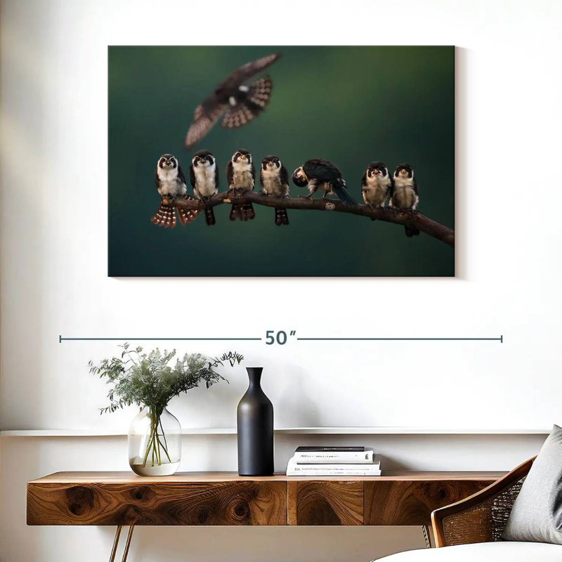 Perched Falconet Birds, 26" H x 39" W