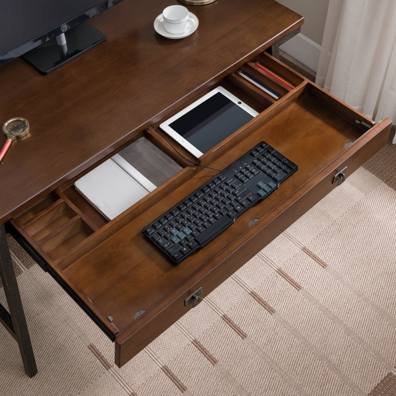 Empiria Solid + Manufactured Wood Laptop Computer Desk, Walnut