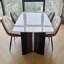 Table de salle à manger / cuisine en cristal blanc de luxe avec alliage en aluminium et acier au carbone blanc-1695452723