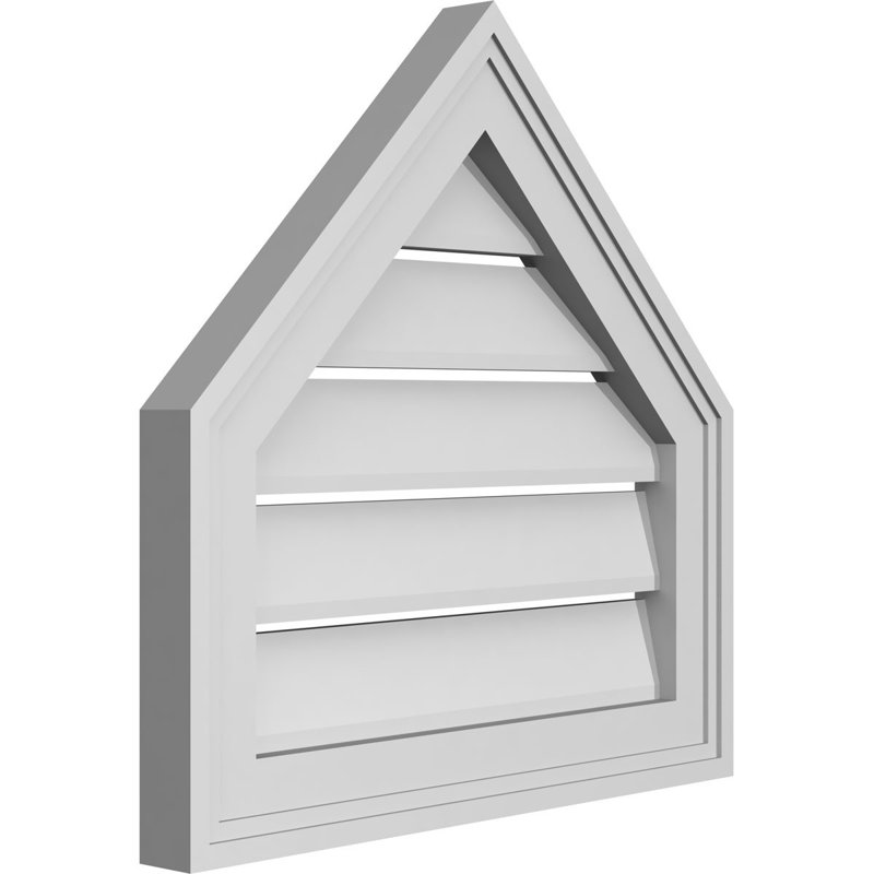 Peaked Top Surface Mount Signature Urethane Functional Gable Vent 12/12 Pitch, Primed Tan, 18" H x 18" W x 1.5" D