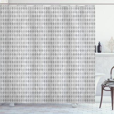 East Urban Home Geometric Shower Curtain Rhombus Lozenge Design Grey and White