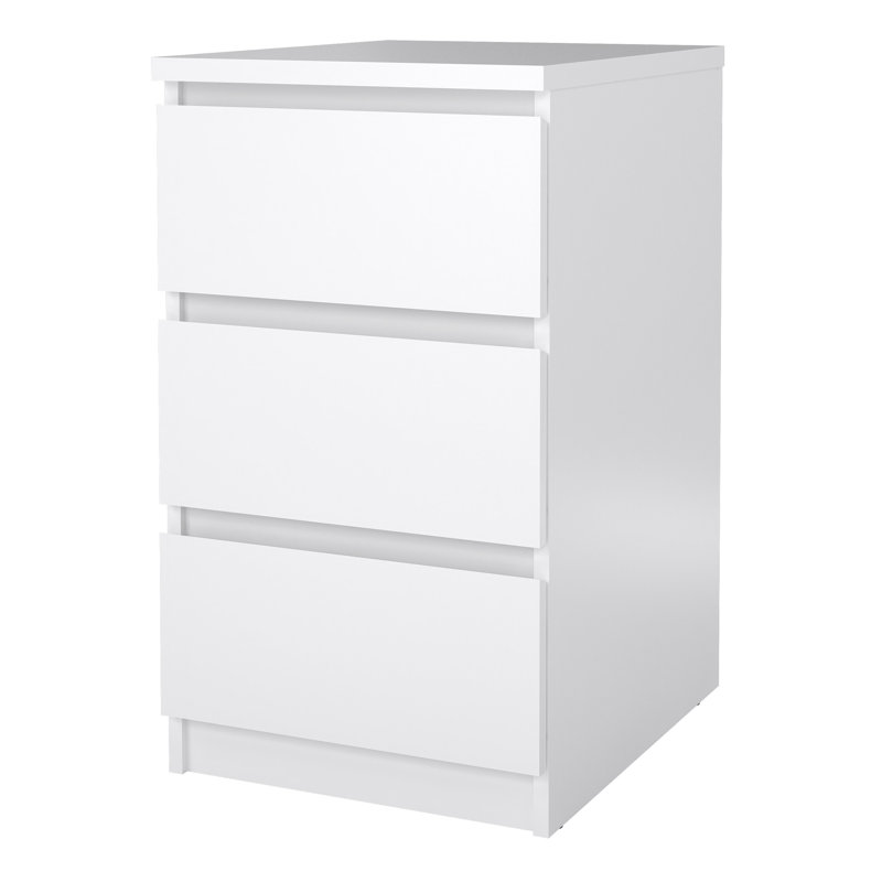 Caton Bedside Table, White High Gloss