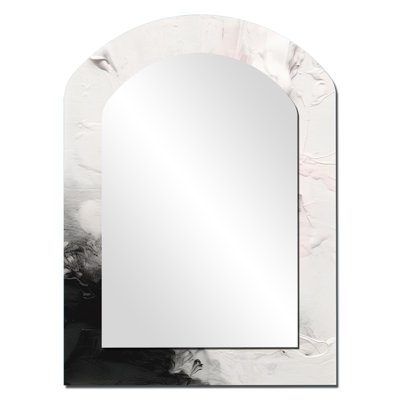«White Twist Watercolor III», peinture abstraite arquée, miroir mural blanc asymétrique, reproduction d'art en métal