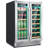 3 Led Wine And Beverage Refrigerator, 90 Can & 21 Bottle Dual Zone Stainless-steel Wine Beverage Cooler, 24 Inch Built-in Or Freestanding Wine And Drink Fridge Fast Cooling-126096502