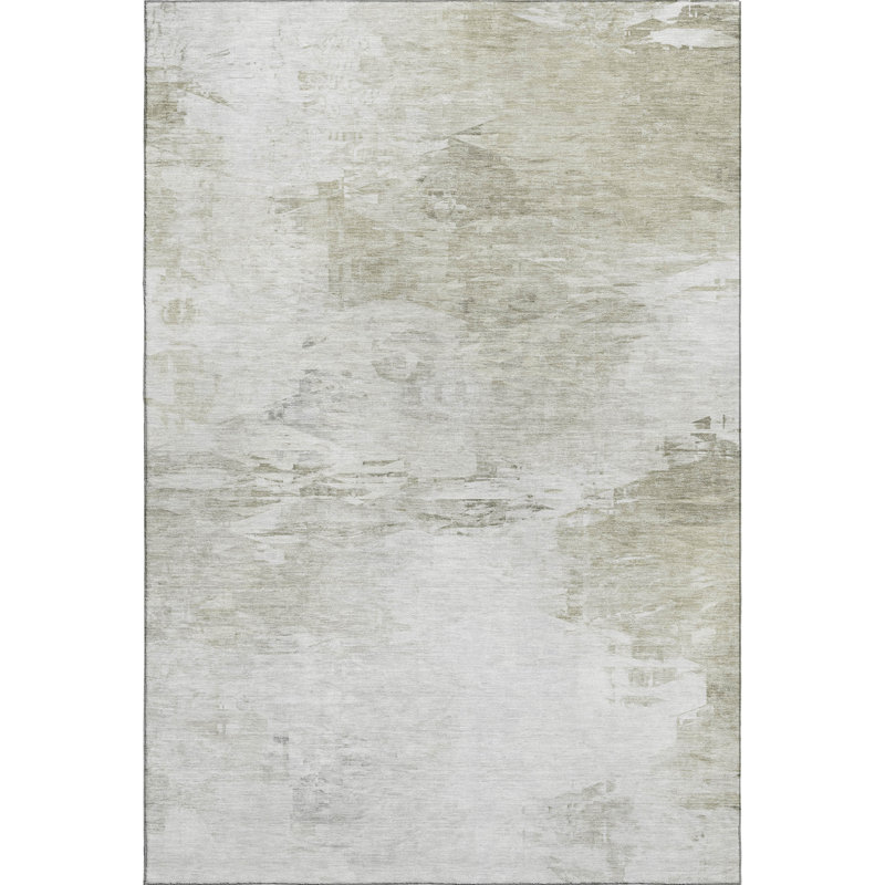 Premium Machine Washable Cerrito AMF595 Ivory Rug, Rectangle 3' x 5'